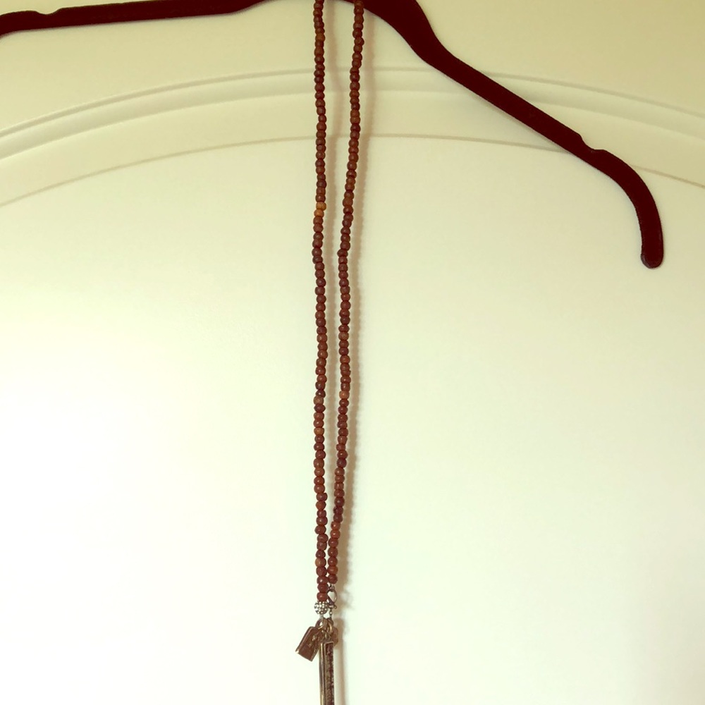 Fun, wooden bead mala style necklace